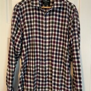 Rodd & Gunn Burgundy, Gray and White Casual Button Down Shirt